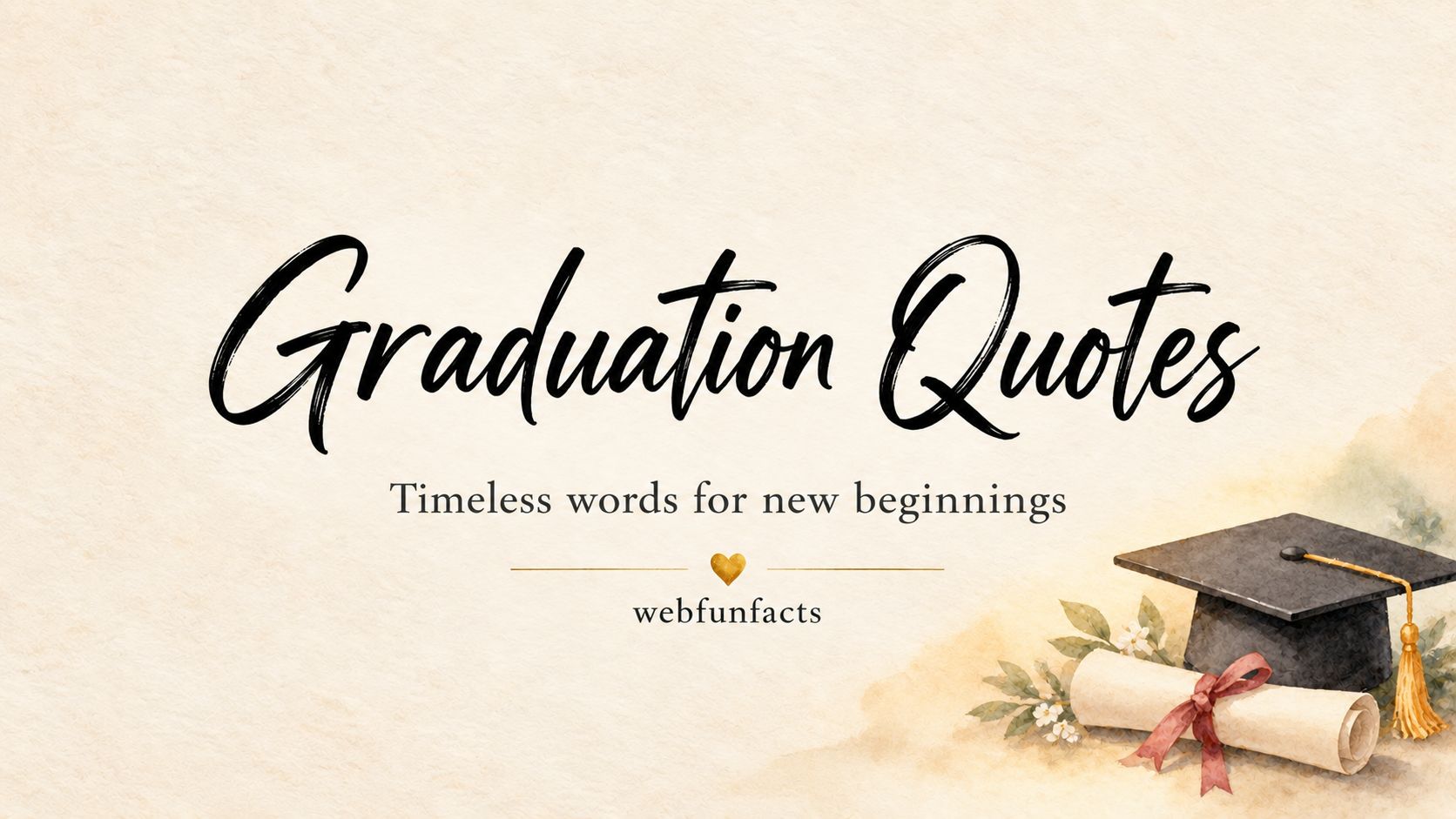 Graduation Quotes - 200 Best Quotes and Wishes for Graduates Graduation quotes thumbnail with watercolour graduation cap on a rolled diploma - 200 best graduation quotes and wishes | WebFunFacts