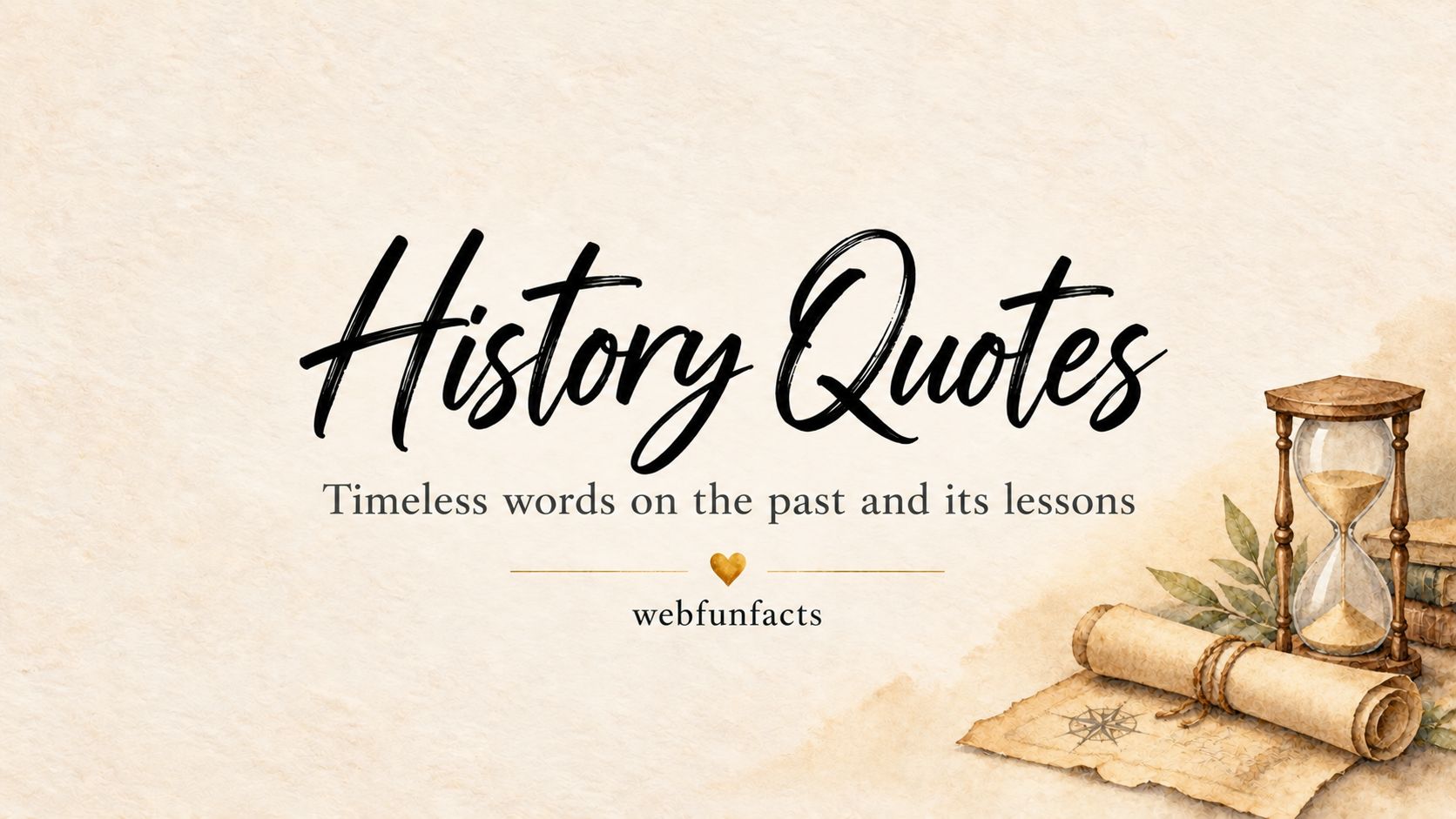 History Quotes - 200 Best Quotes About the Past and Its Lessons History quotes thumbnail with watercolour hourglass and rolled parchment map - 200 best quotes about the past and its lessons | WebFunFacts