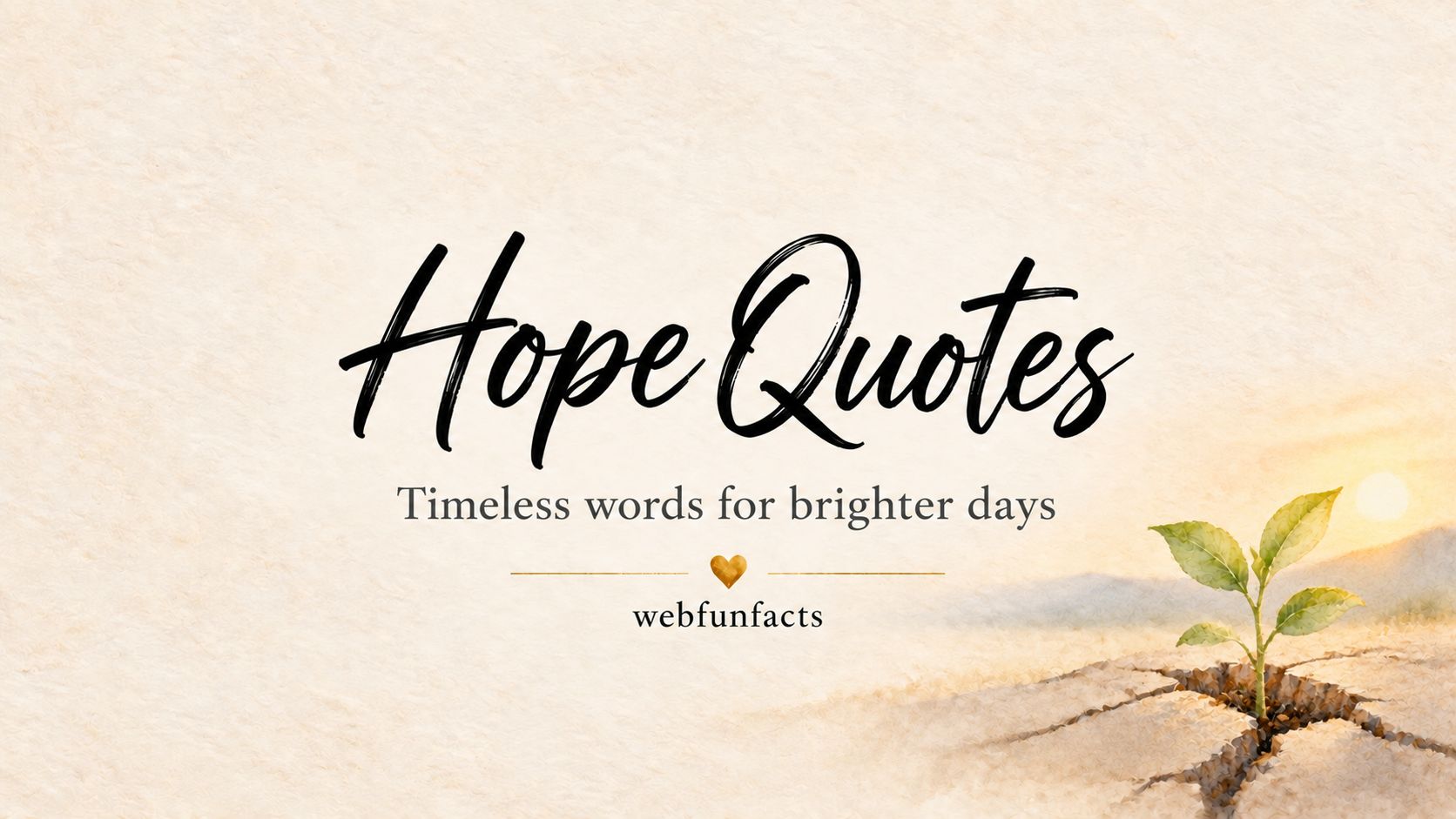 Hope Quotes - 200 Best Quotes and Messages of Hope Hope quotes thumbnail with watercolour green sprout growing through cracked ground - 200 best hope quotes and encouragement messages | WebFunFacts