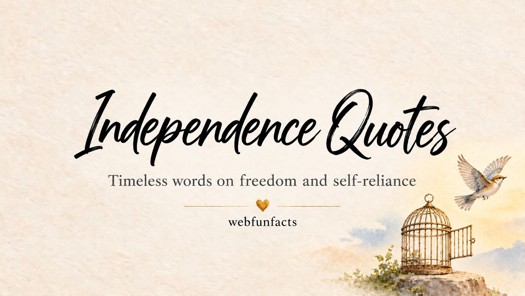 Independence Quotes - 200 Best Quotes, Wishes and Independence Day Messages Independence quotes thumbnail with watercolour bird flying free from an open birdcage - 200 best independence quotes and Independence Day wishes | WebFunFacts