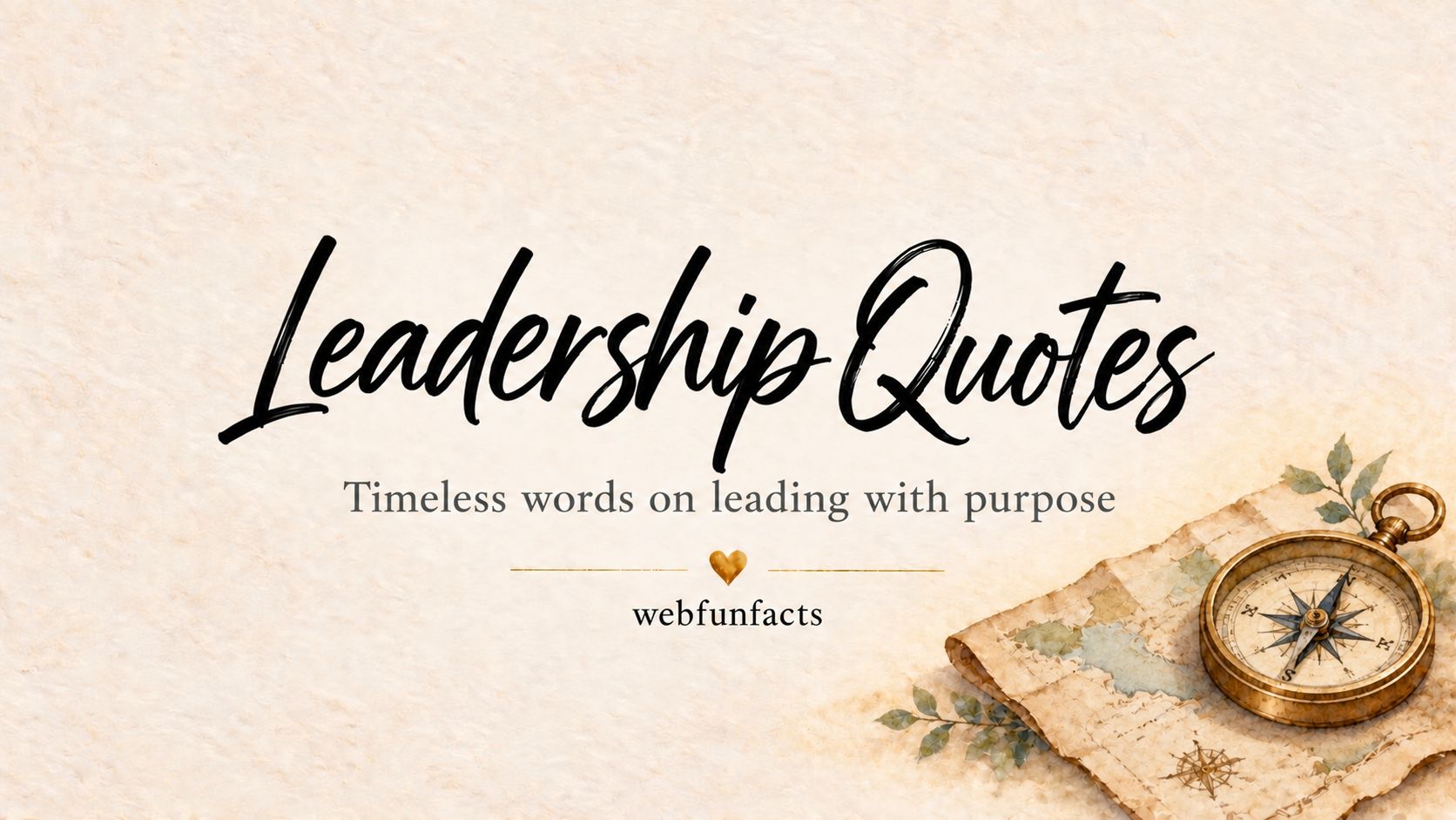 Leadership Quotes - 200 Best Quotes on Leading With Purpose Leadership quotes thumbnail with watercolour brass ship's compass on a folded map - 200 best leadership quotes on vision, service and teamwork | WebFunFacts