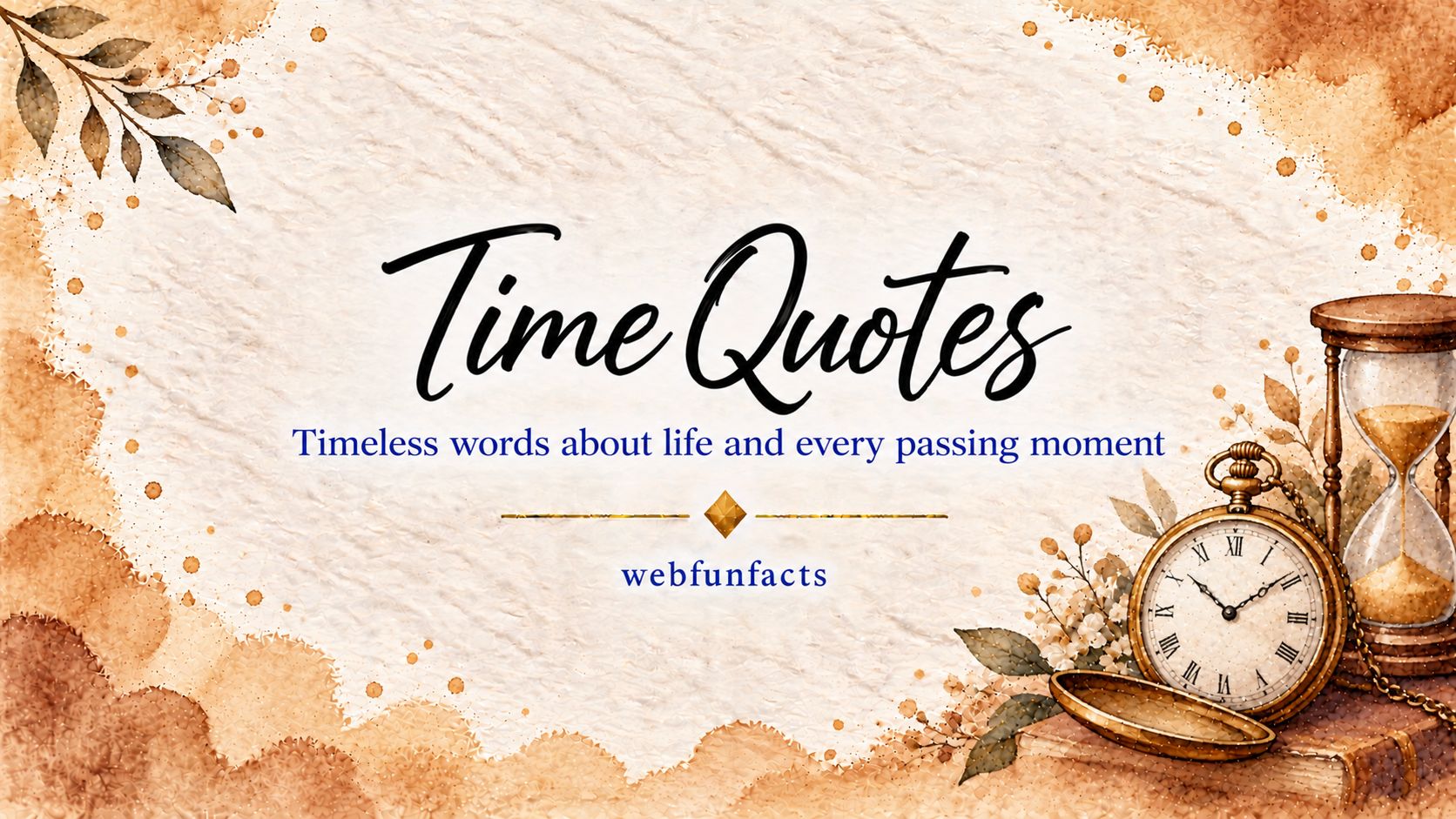 Time Quotes – 200 Famous Quotes on Life, Patience & Every Moment Time quotes thumbnail with famous quotes about time, life, patience and making every moment count | WebFunFacts