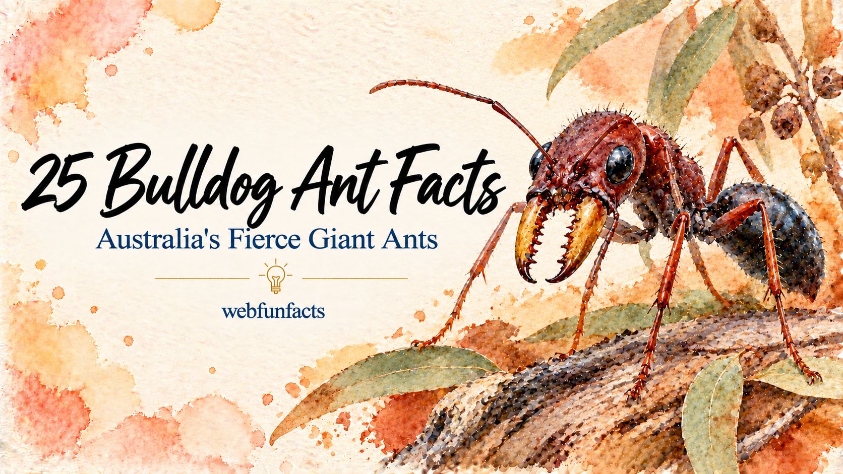 25 Bulldog Ant Facts: Australia's Fierce Giant Ants Bulldog ant facts thumbnail with a red-and-black bull ant with large jaws | WebFunFacts