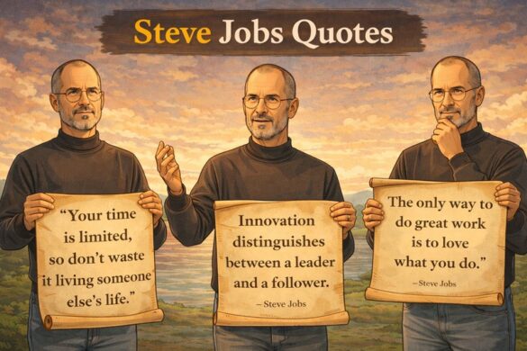 Steve Jobs inspirational quote on innovation and life.