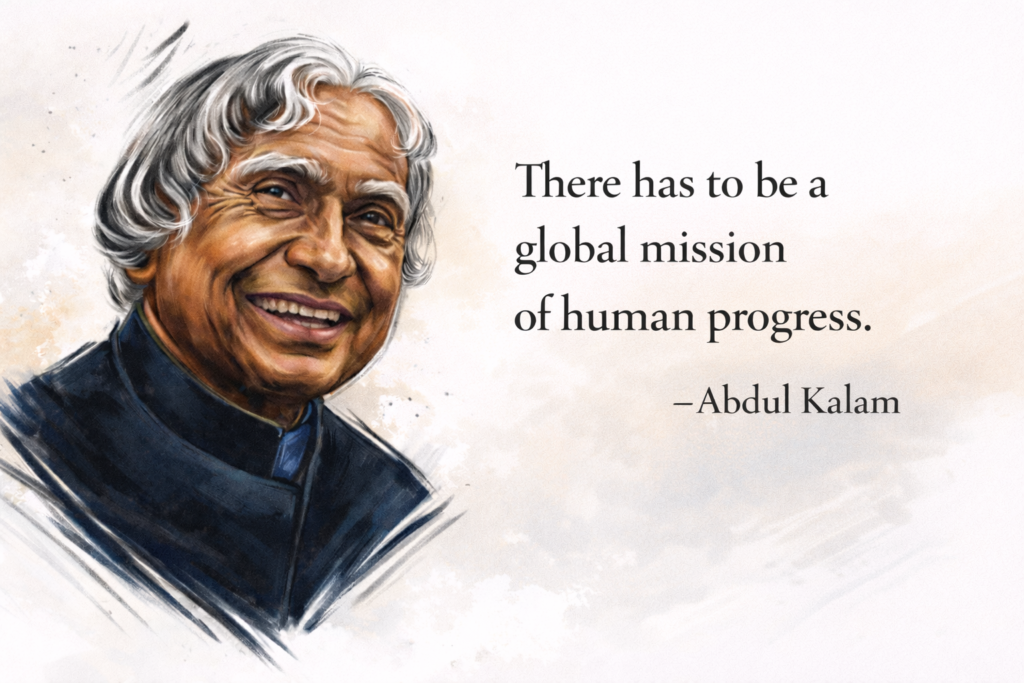 Wisdom-filled quote by APJ Abdul Kalam on nation building and values