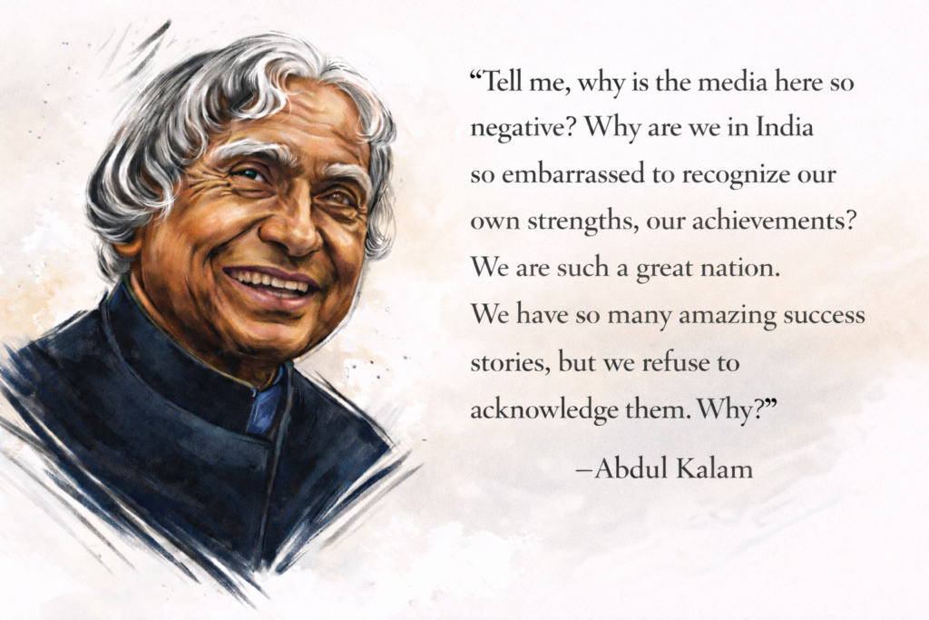 Quote poster featuring APJ Abdul Kalam’s thoughts on leadership and vision