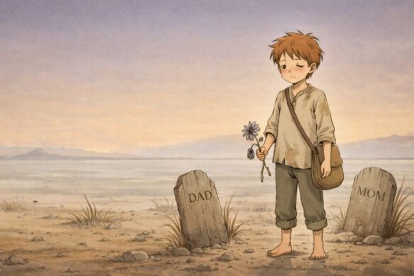 A lonely child walking a quiet path, symbolizing faith, kindness, and trusting that God never abandons you