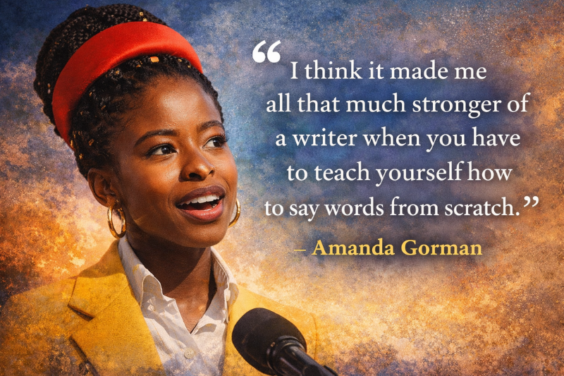 Inspirational Amanda Gorman quote about hope, unity, and courage