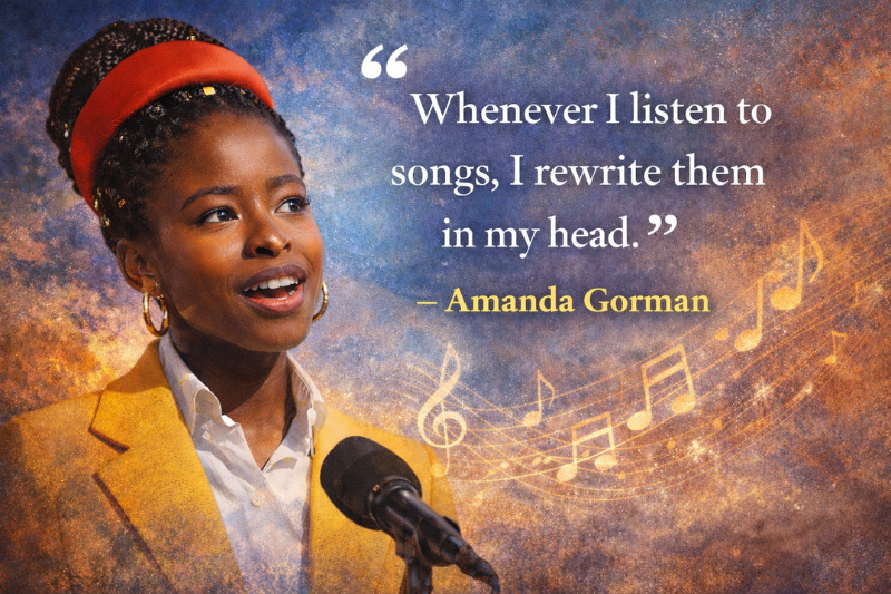 Famous Amanda Gorman quote inspiring young writers and leaders
