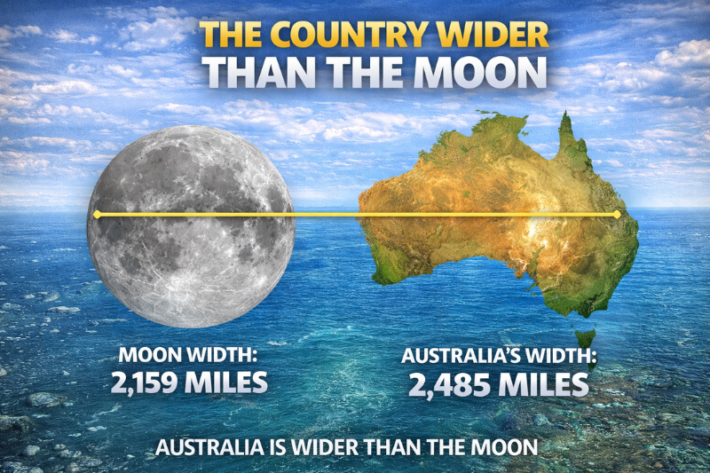 Australia wider than the Moon comparison featuring space facts