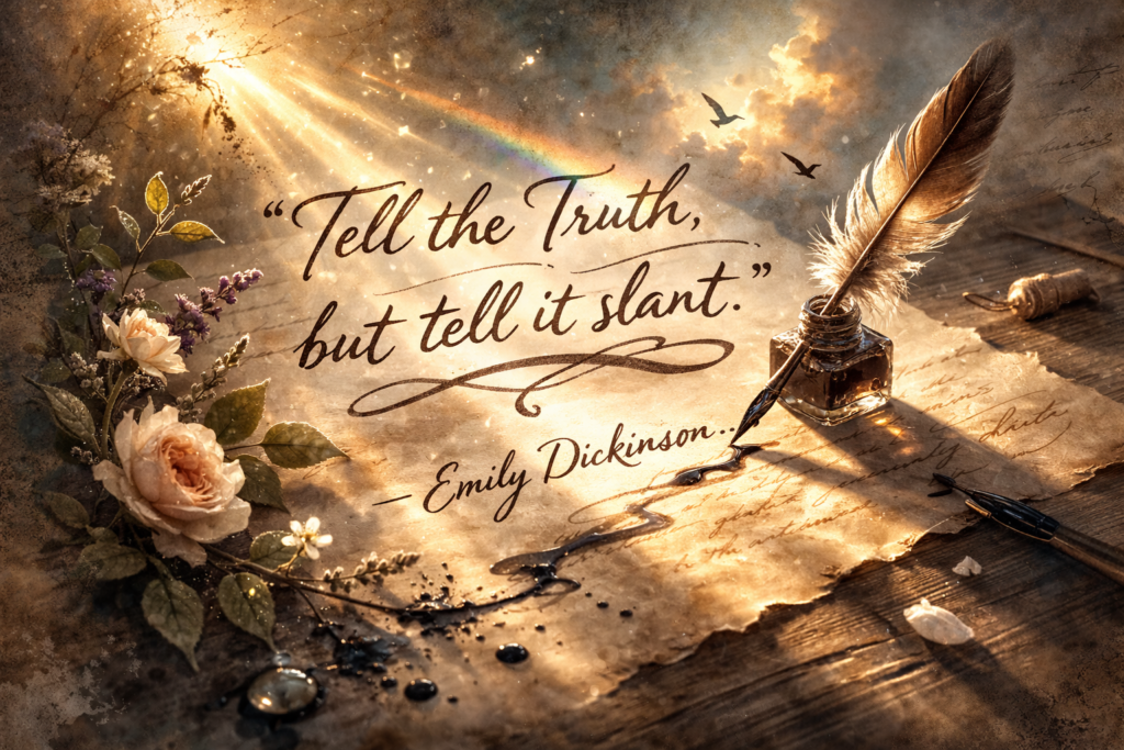 Emily Dickinson inspirational poetry quote in vintage literary design