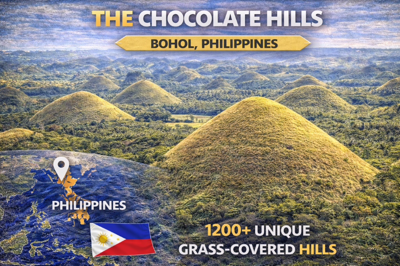 Chocolate Hills Philippines landscape featuring surprising geography facts