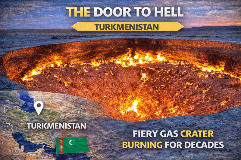 Darvaza Door to Hell Turkmenistan highlighting extreme Earth facts