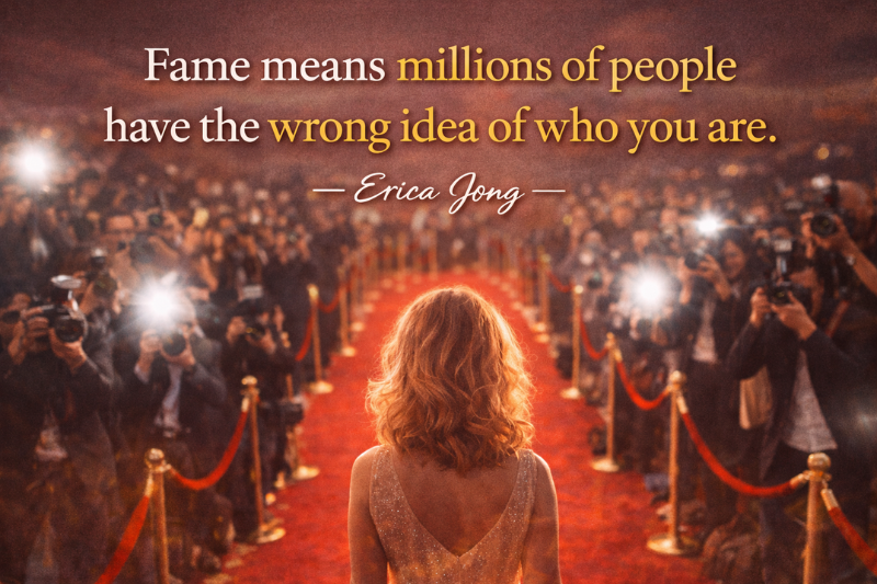 Bold Erica Jong quote design focused on confidence and independence.