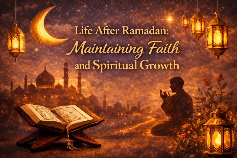 Ramadan traditions and spiritual significance image with golden Islamic design.