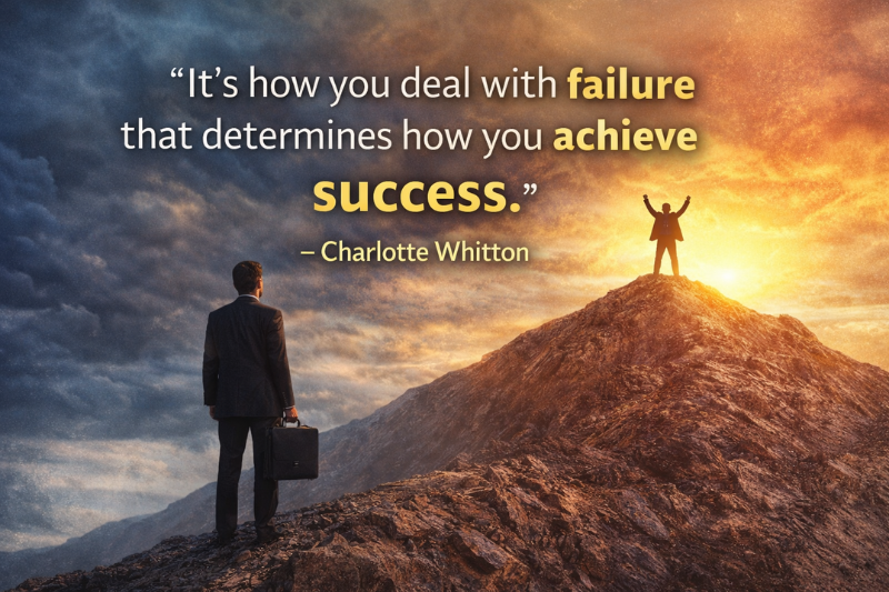 Inspirational Charlotte Whitton quote about leadership, resilience, and overcoming failure to achieve success
