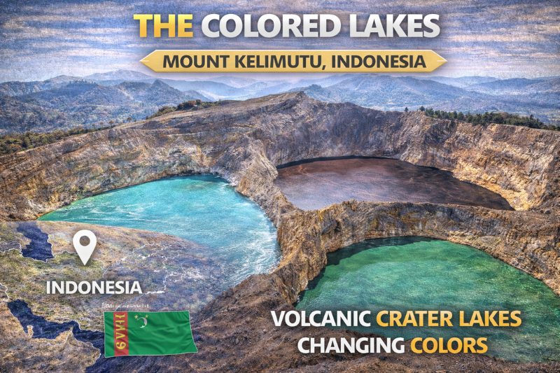 Kelimutu Colored Lakes Indonesia showing changing water mysterious facts