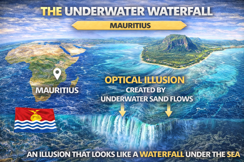 Underwater waterfall Mauritius optical illusion facts