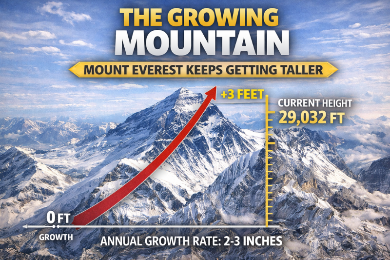 Mount Everest growing height revealing tectonic facts