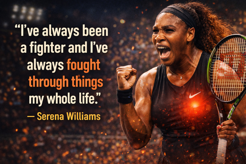 Serena Williams motivational quote on resilience and determination