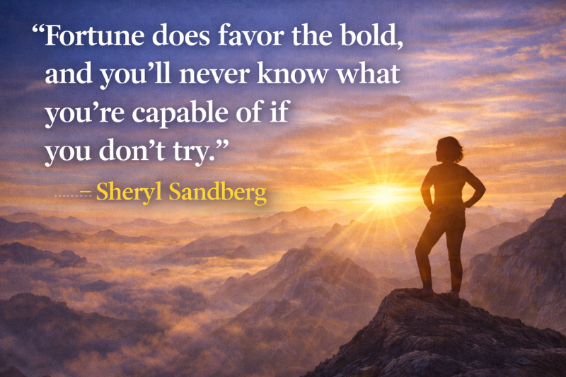 Sheryl Sandberg quote on courage and overcoming fear