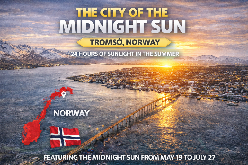 Midnight sun in Svalbard Norway showing Arctic mysterious facts