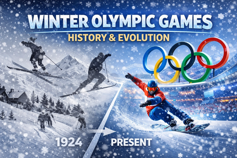 Winter Olympic Games facts featuring gold medal champions celebrating on snowy podium