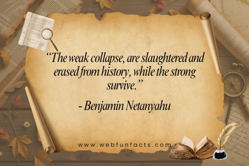 “The weak collapse, are slaughtered and erased from history, while the strong survive.”
