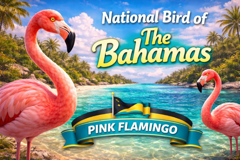 Six species of flamingos standing together in water