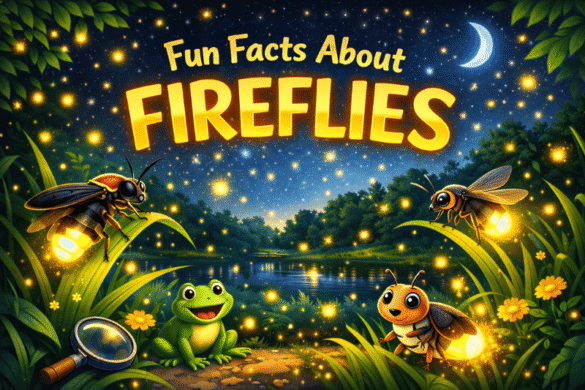 Glowing fireflies lighting up a forest at night showcasing fun facts about fireflies and their natural bioluminescence.