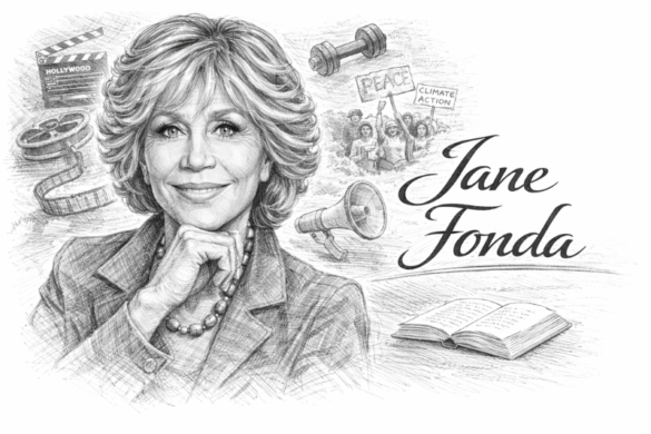 Jane Fonda quote it’s never too late to start over and be happy inspirational quote image