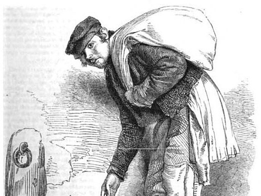 "Victorian bone grubber scavenging rotting bones from garbage – one of the worst jobs in history"
